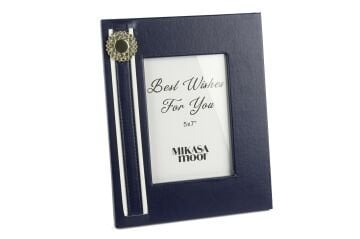 Lacivert Deri Taşlı Çerçeve 26x21cm