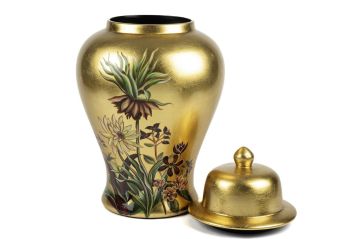 Gold Fiore Kapaklı Küp 25x46cm