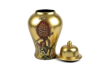 Gold Fiore Kapaklı Küp 20x36cm