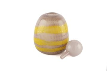 Lila Kapaklı Sarı Çizgili Cam Vazo 19x28cm