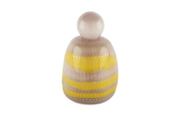 Lila Kapaklı Sarı Çizgili Cam Vazo 19x28cm