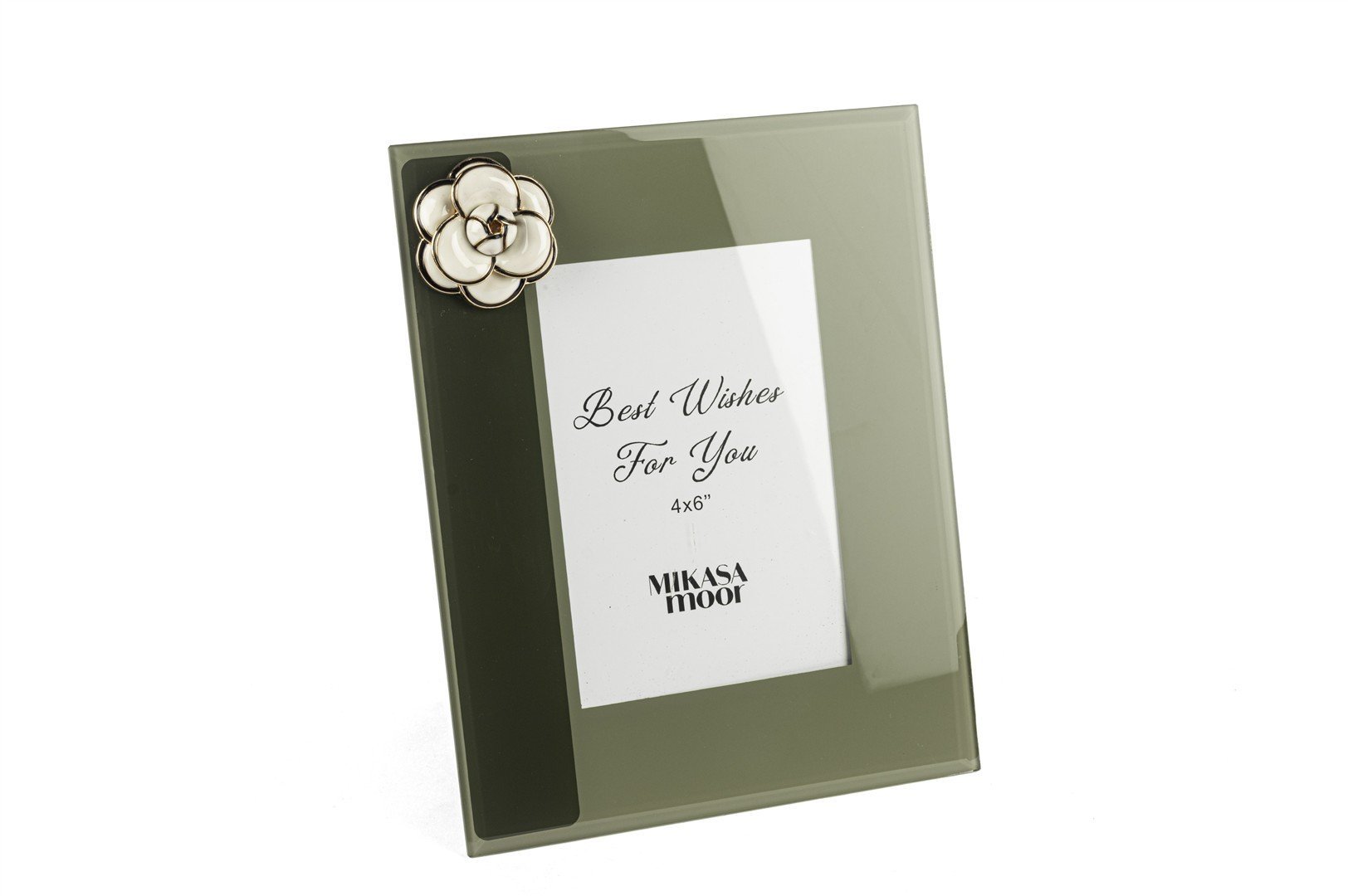 Yeşil Cam Çiçekli Çerçeve 23x18cm