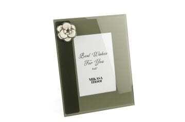 Yeşil Cam Çiçekli Çerçeve 23x18cm