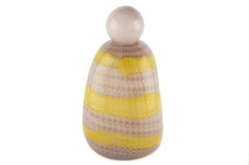 Lila Kapaklı Sarı Çizgili Cam Vazo 19x33cm