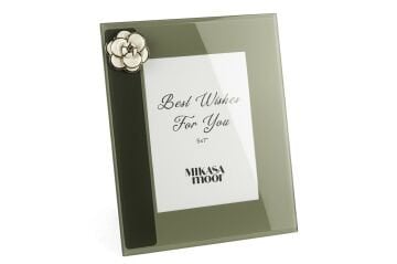 Yeşil Cam Çiçekli Çerçeve 26x20cm