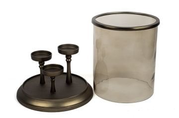 Amber Cam Fanus 3lü Şamdan32x35