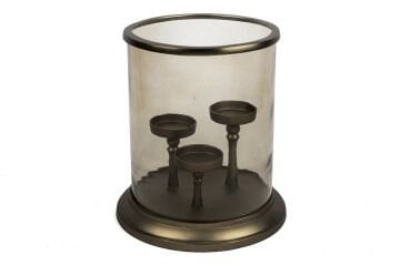 Amber Cam Fanus 3lü Şamdan32x35