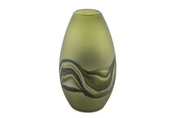 Yeşil Buzlu Degrade Cam Vazo 19x31cm