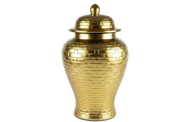 Gold Hasır Desen Kapaklı Küp 30x50cm