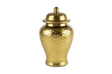 Gold Hasır Desen Kapaklı Küp 20x34cm