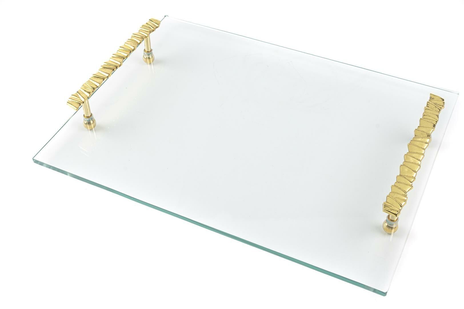 Gold Tutacaklı Cam Tepsi 40x30x6cm