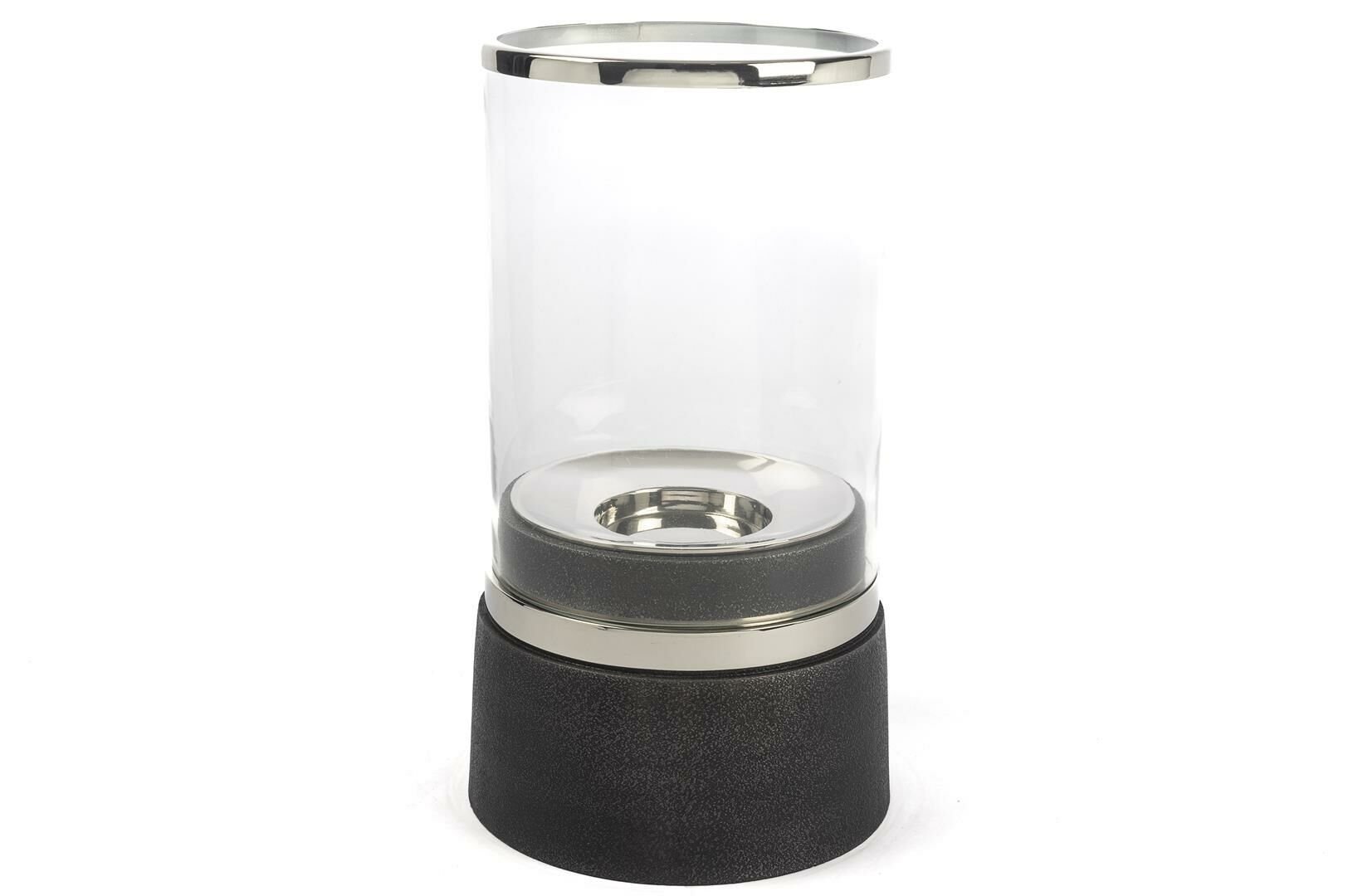 Siyah Gümüş Camlı Mumluk 23x45cm