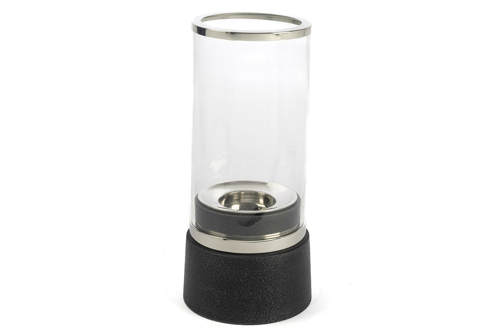 Siyah Gümüş Camlı Mumluk 16x40cm