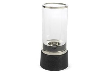 Siyah Gümüş Camlı Mumluk 16x40cm