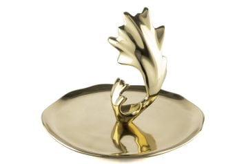 Altın Dalga Dekoratif Sunum Tepsisi 28x22cm