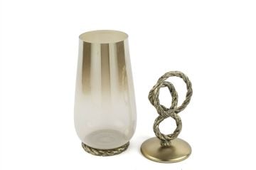 Beyaz Bronz Cam Halat Detaylı Obje 49x14cm