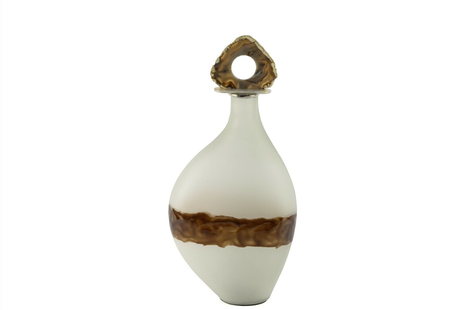 Zeolit Taşlı Beyaz Cam Dekoratif Obje 10x50cm