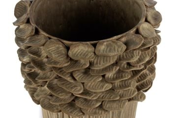 Yapraklı Bej Seramik Vazo 26x41cm