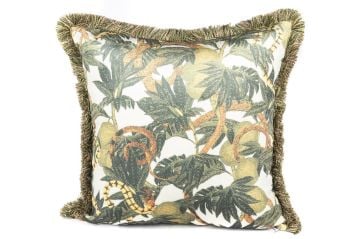 Sarmaşık Beyaz Baskılı Yastık 55x55