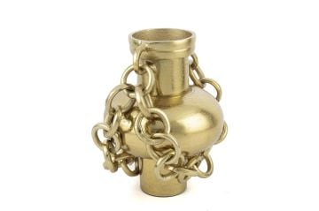 Gold Zincirli Metal Vazo 20x27cm