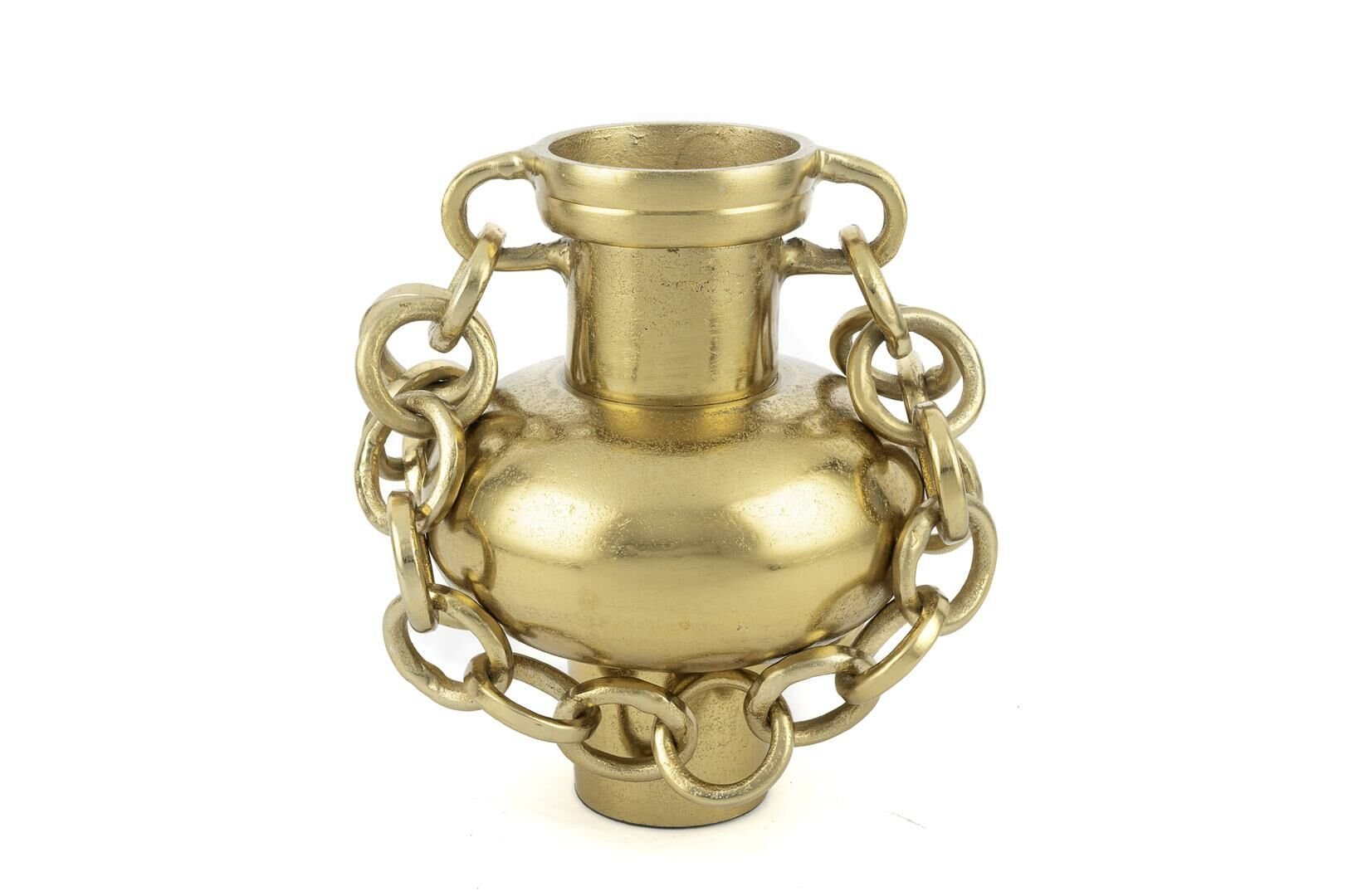 Gold Zincirli Metal Vazo 20x27cm