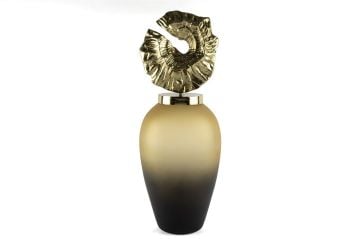 Siyah Kahve Cam Gold Başlıklı Dekoratif Obje 20x60cm