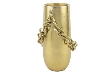 Gold Zincirli Metal Vazo 15x32cm