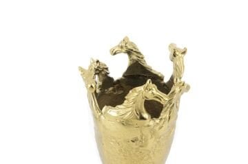 Gold At Dekorlu Metal Vazo 23x35cm