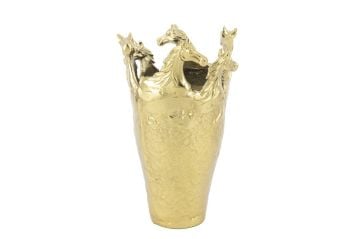 Gold At Dekorlu Metal Vazo 23x35cm