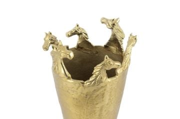 Gold At Dekorlu Metal Vazo 25x43cm