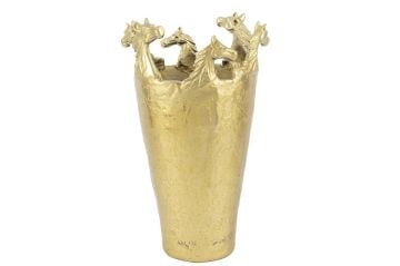 Gold At Dekorlu Metal Vazo 25x43cm