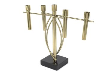 Gold Siyah 5 Kollu Şamdan 39x11x31cm