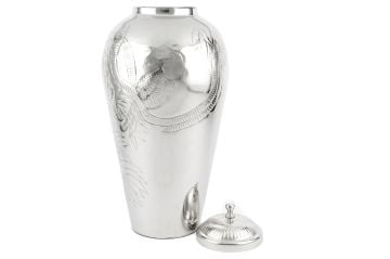 Silver Kapaklı Metal Vazo 30x60cm