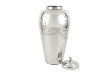 Silver Kapaklı Metal Vazo 25x51cm
