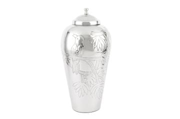 Silver Kapaklı Metal Vazo 25x51cm