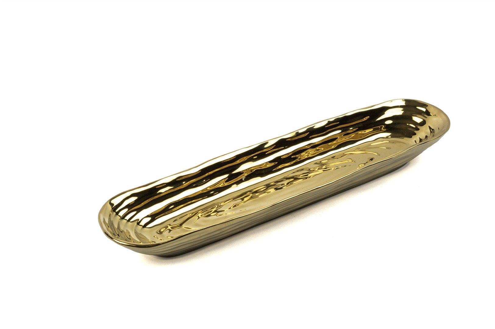 Shiny Gold Oval Kraker Tabak 8x34cm