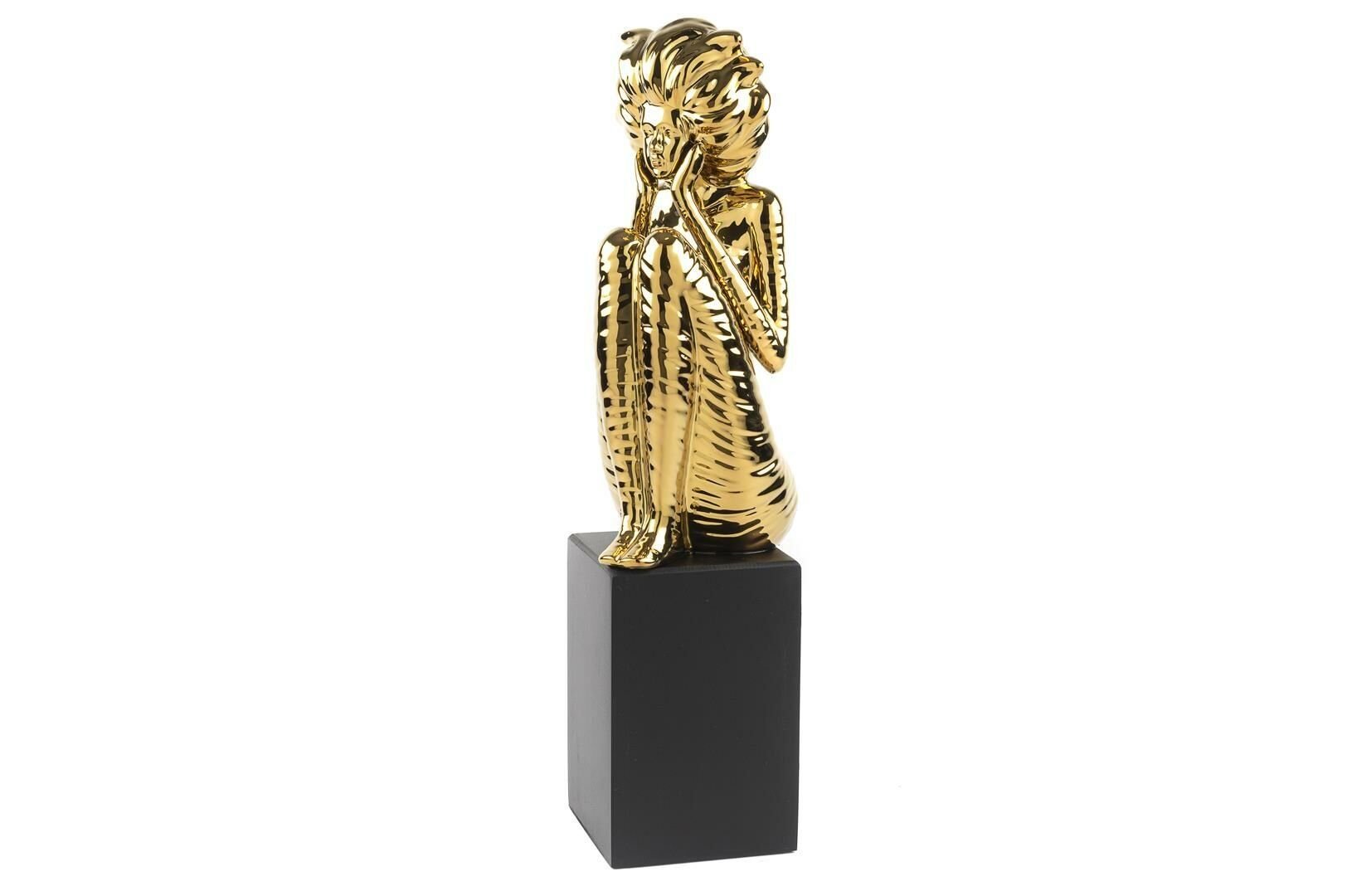 Gold Siyah Kadın Seramik Obje 11x11x47cm