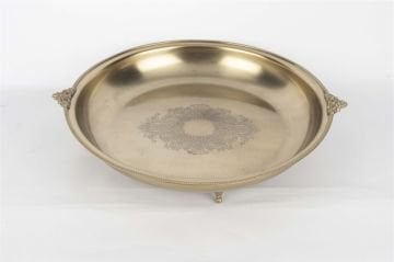 Pirinç İşlemeli YuvarlakTepsi 35x7cm