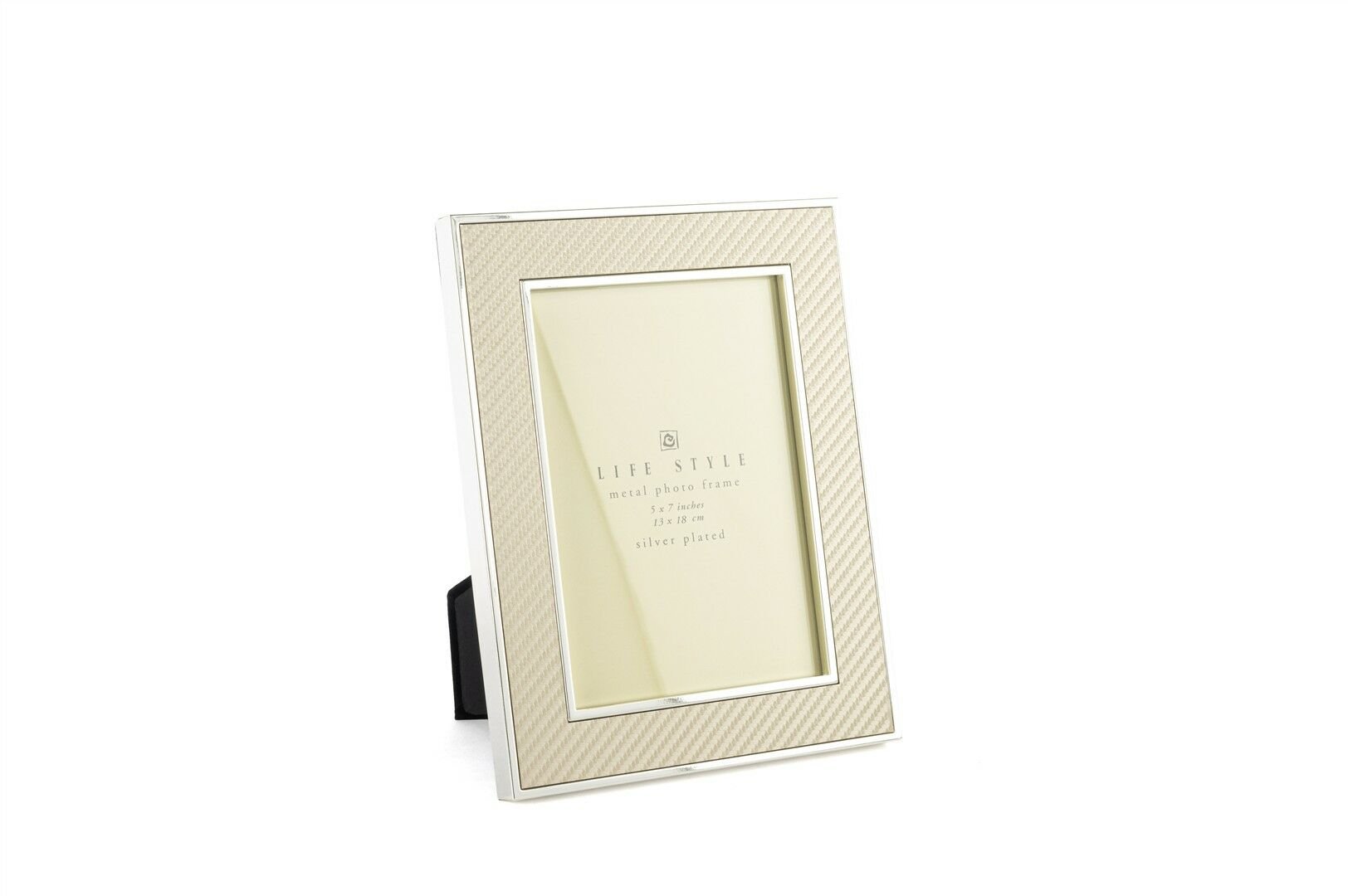 Silver Kenarlı Krem Kumaş Çerçeve 13x18cm