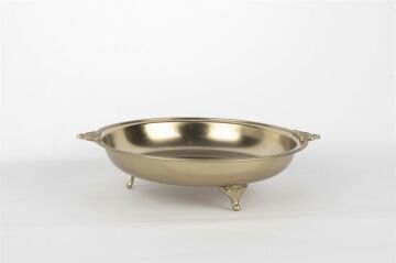 Pirinç İşlemeli Yuvarlak Tepsi 25x6cm