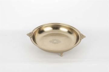 Pirinç İşlemeli Yuvarlak Tepsi 25x6cm