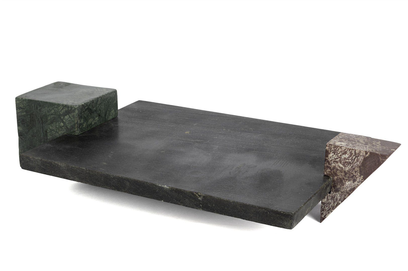 Füme Geometrik Kulplu Mermer Tepsi 52x29x10cm