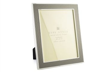 Silver Kenarlı Gri Kumaş Çerçeve 20x25cm