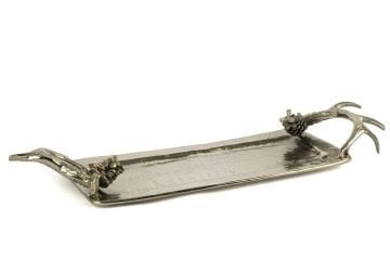 Gold Kozalak Boynuz Saplı Tepsi 58x20x7cm