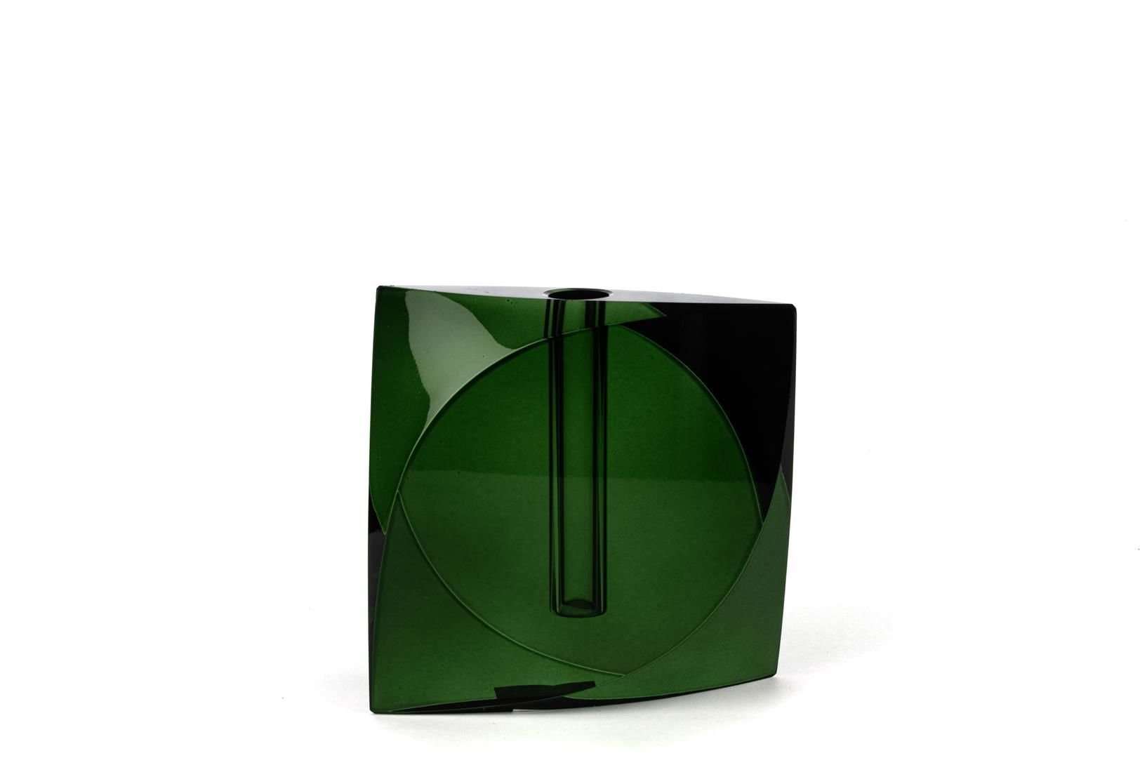 Yeşil Cam Vazo 14x4x13cm