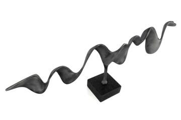 Mermer Ayaklı Füme Dek Dalga Obje 34x32cm