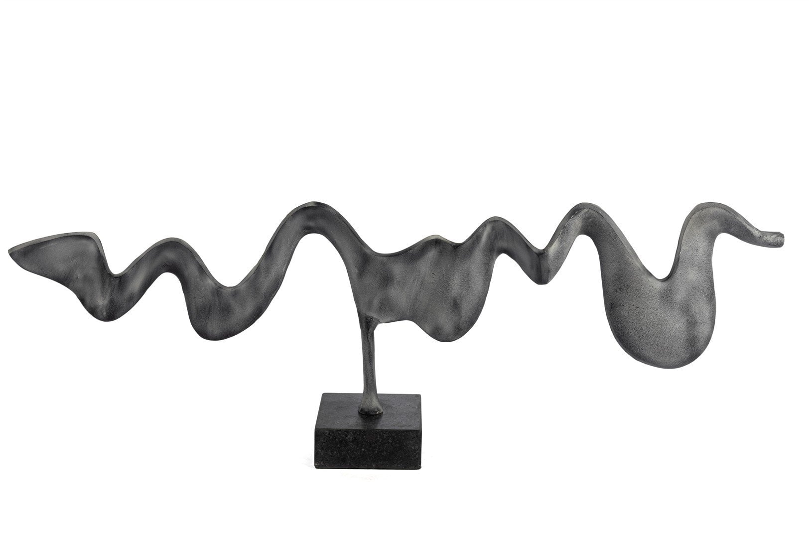 Mermer Ayaklı Füme Dek Dalga Obje 34x32cm