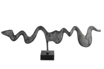 Mermer Ayaklı Füme Dek Dalga Obje 34x32cm
