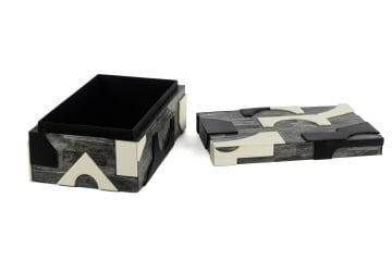 Füme Beyaz Desenli Dek Kutu 26x16x10cm