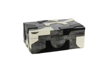 Füme Beyaz Desenli Dek Kutu 26x16x10cm